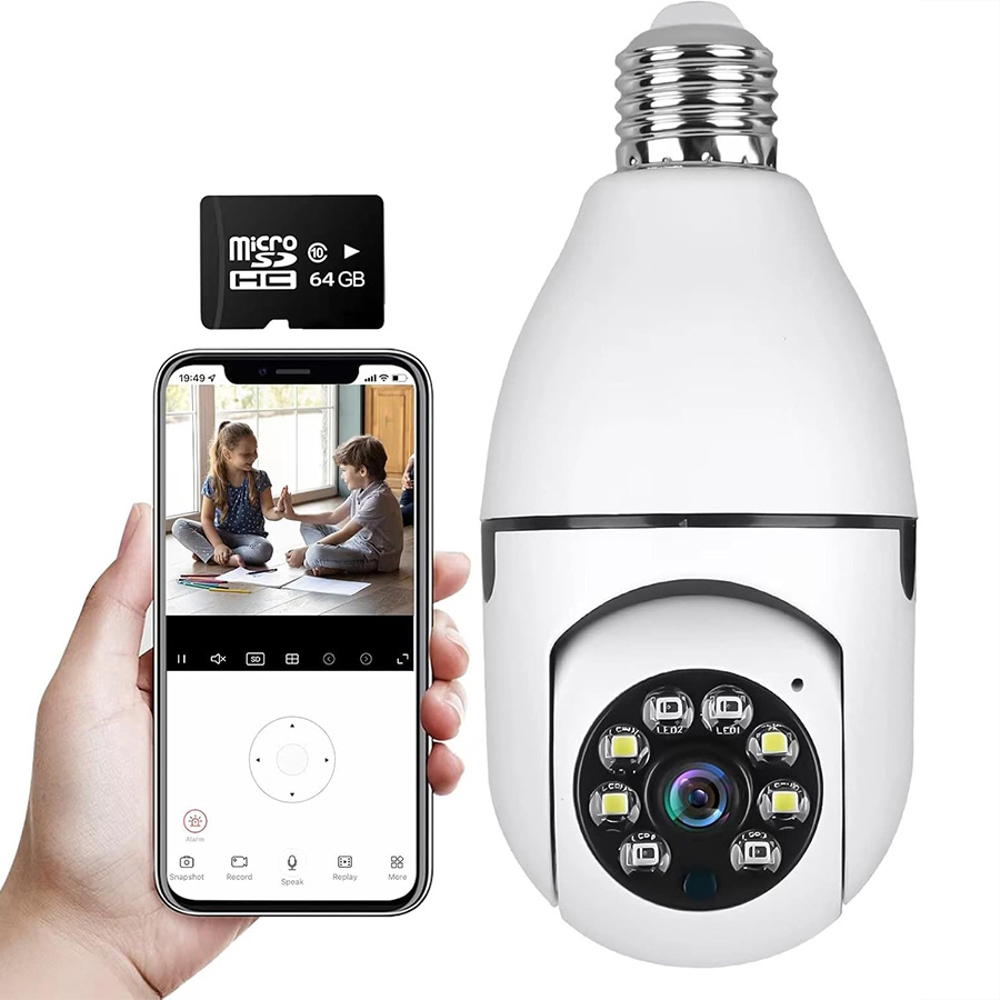 دوربین مدار بسته لامپی بی سیم قابل اتصال به موبایل مدل V380PRO